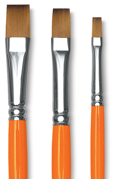 Raphaël Kaërell Synthetic Sable Brushes - Closeup of 3 Flat Brushes 