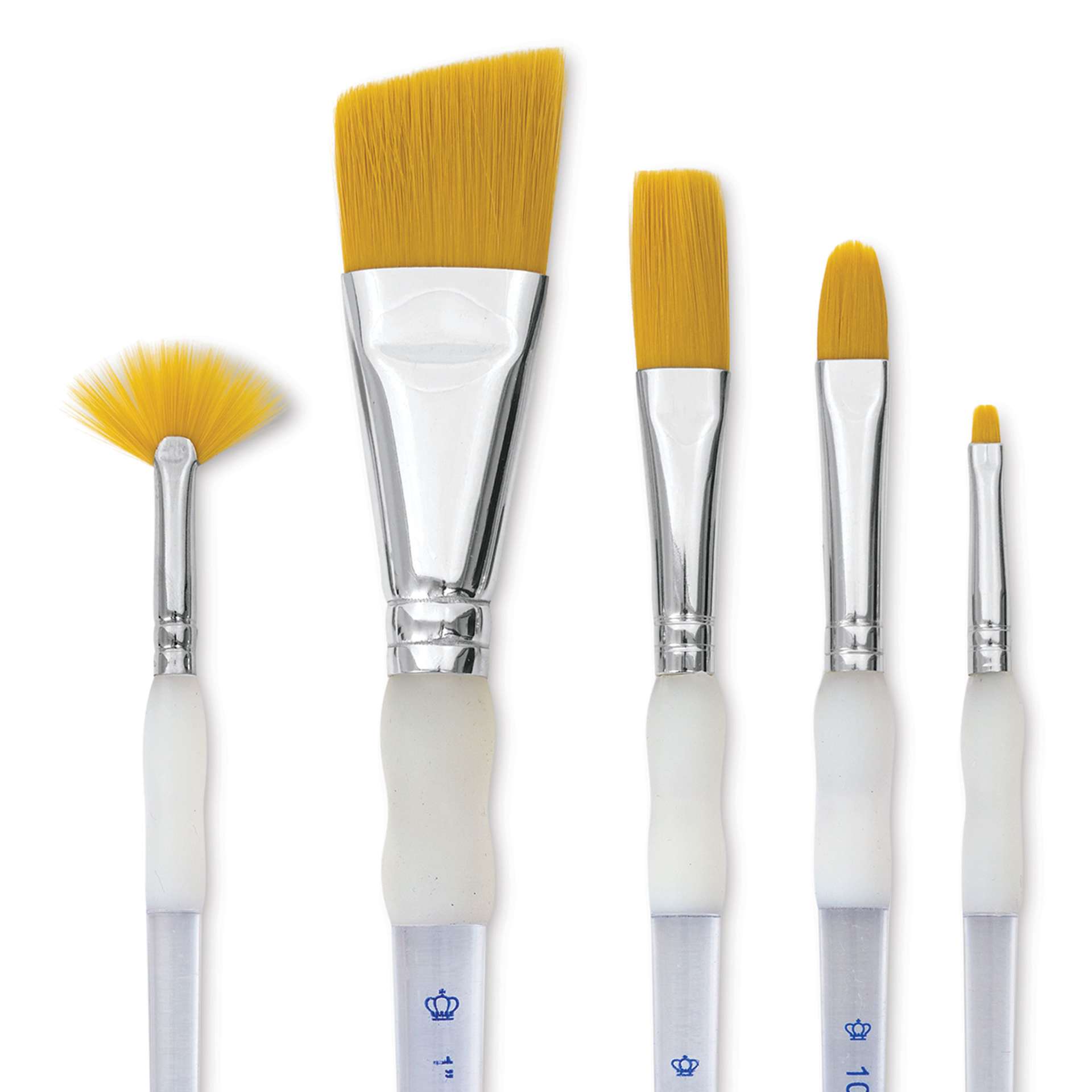 Royal & Langnickel Soft Grip Golden Taklon Brushes - Assorted, Short Handle, Set of 5