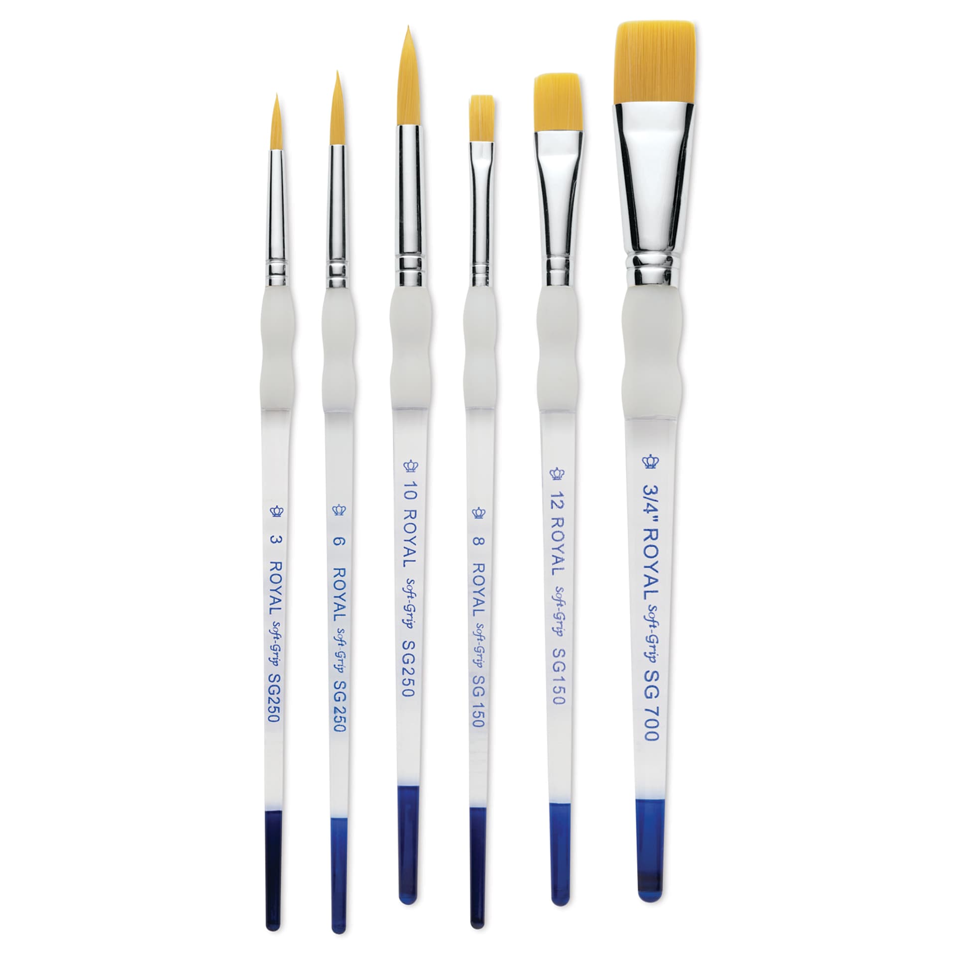 Royal Langnickel Soft Grip Golden Taklon Brush Set - Class Pack, Shaders and Rounds, Set of 72