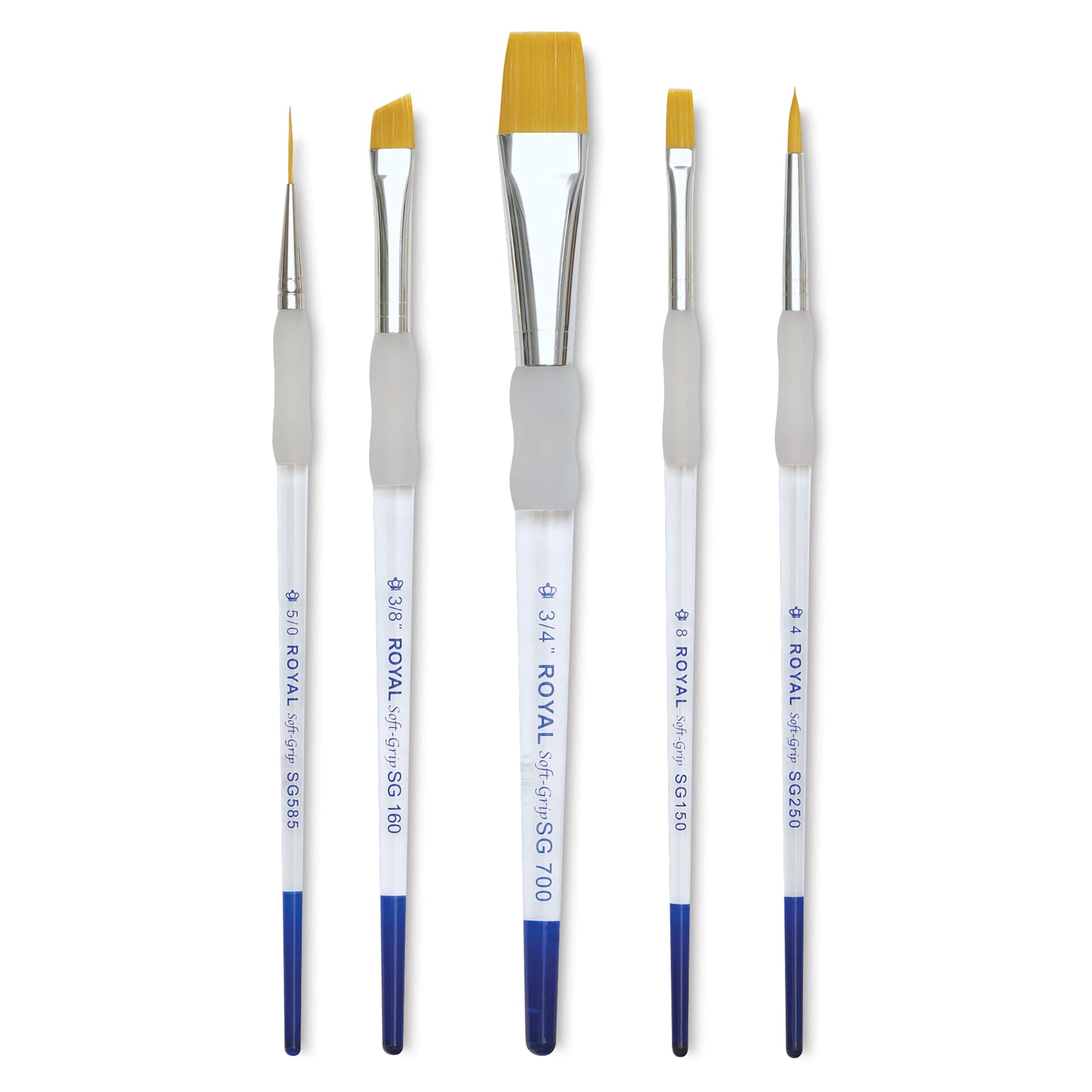 Royal Langnickel Soft Grip Golden Taklon Brush Set - Beginner, Short Handle, Set of 5