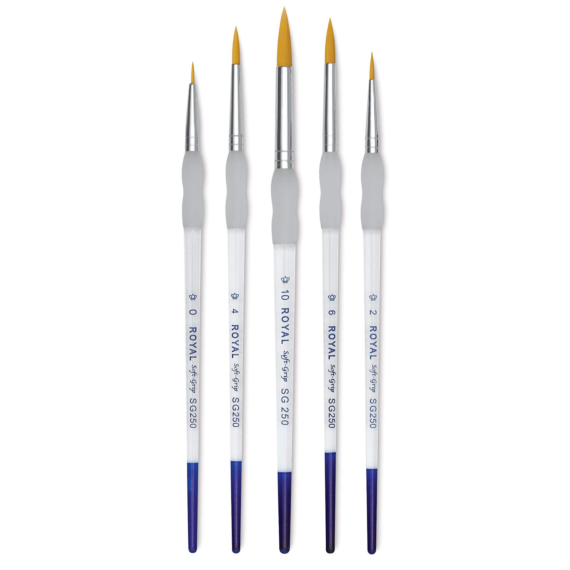 Royal Langnickel Soft Grip Golden Taklon Brush Set - Round, Short Handle, Set of 5