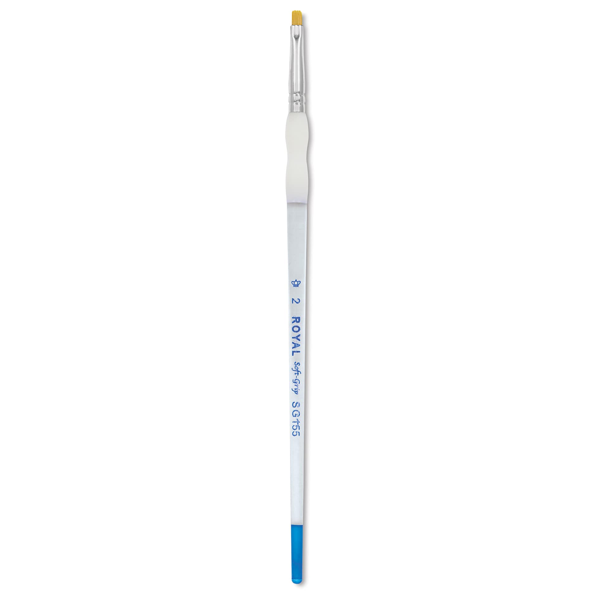 Royal & Langnickel Soft Grip Golden Taklon Brush - Short Shader, Short Handle, Size 2