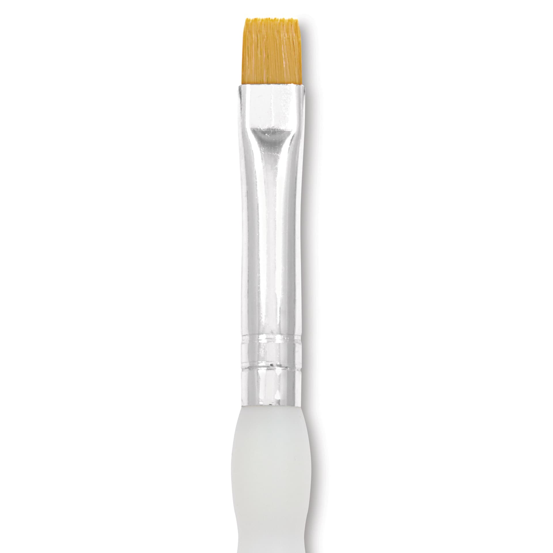 Royal & Langnickel Soft Grip Golden Taklon Brush - Short Shader, Short Handle, Size 8, close-up