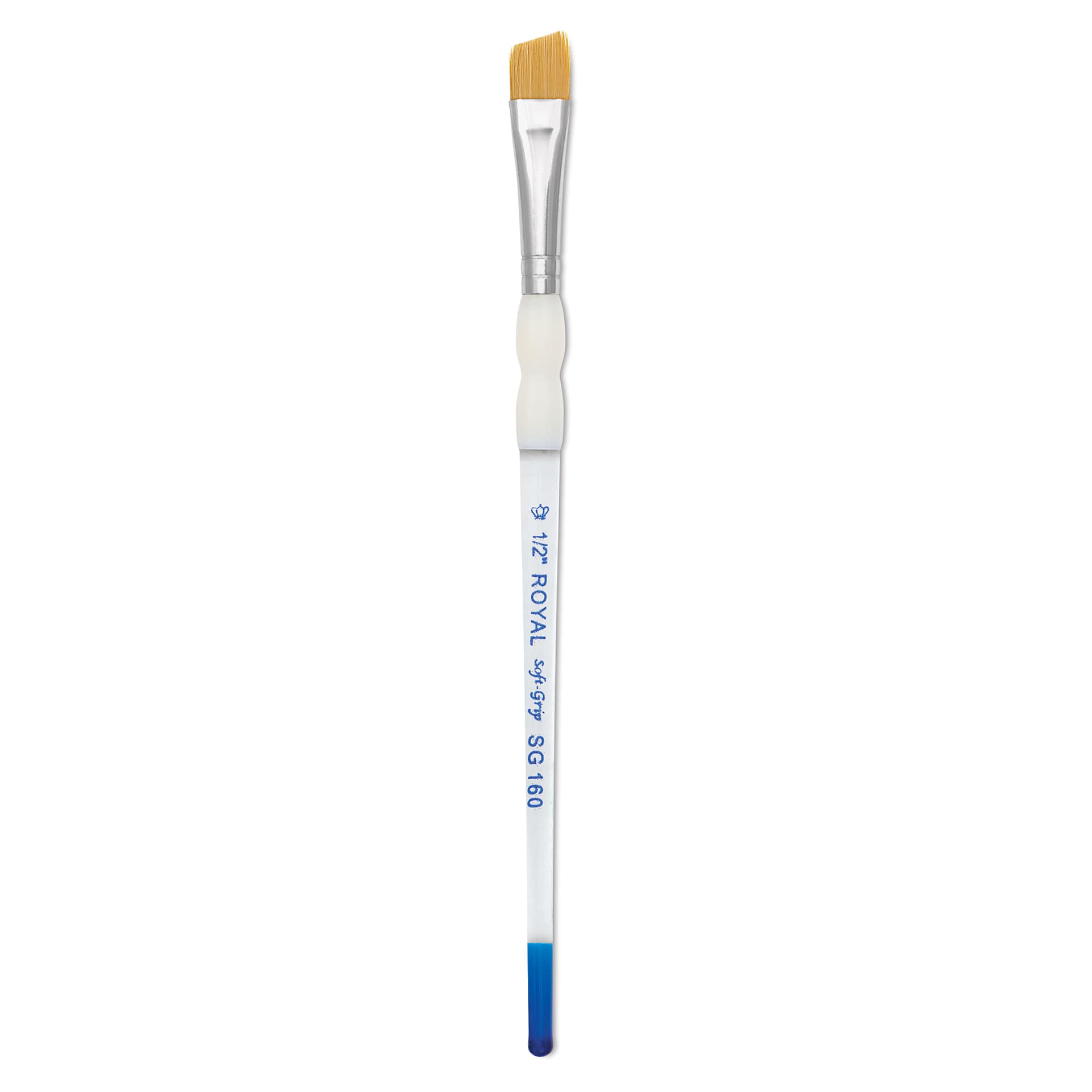 Royal & Langnickel Soft Grip Golden Taklon Brush - Angular, Short Handle, Size 1/2"