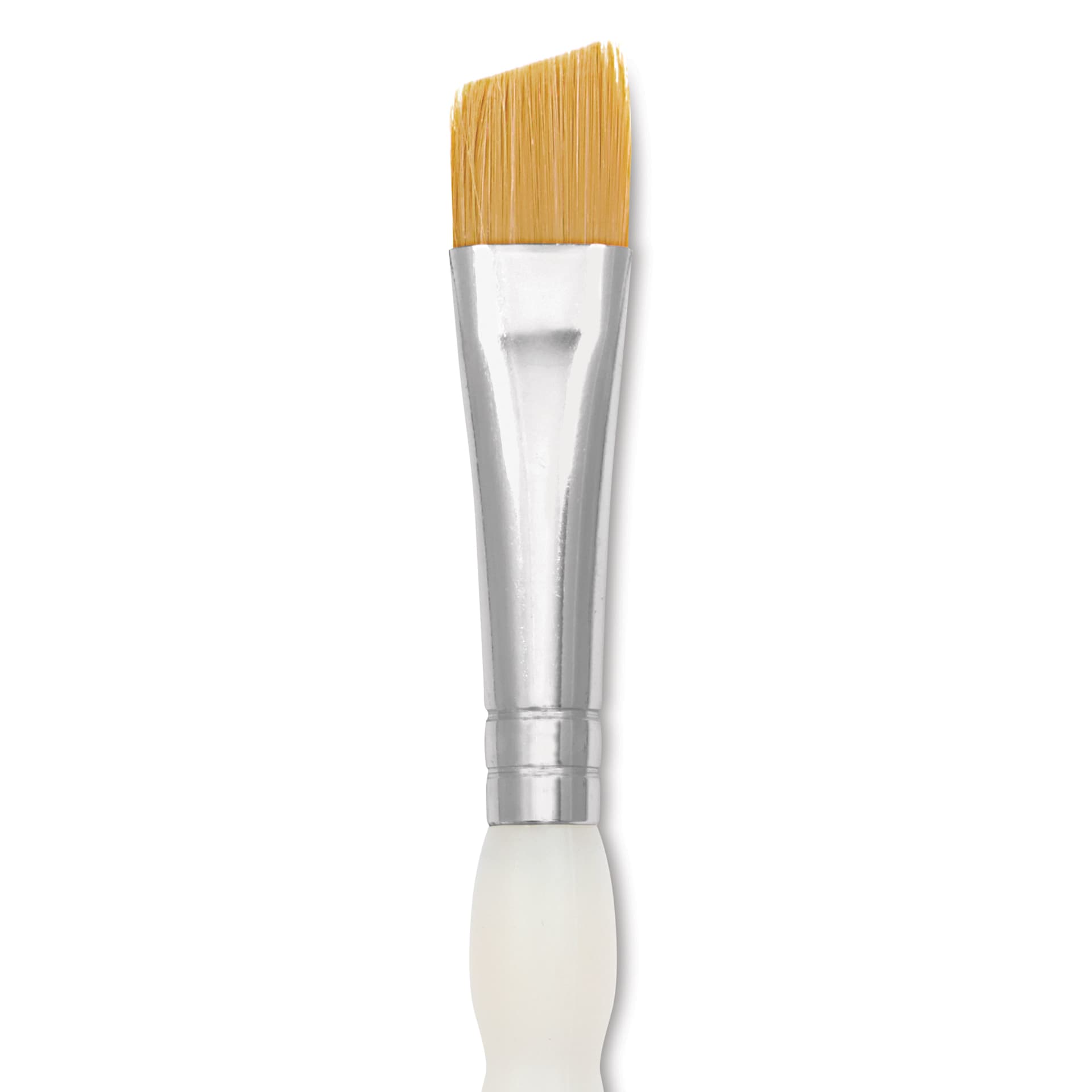 Royal & Langnickel Soft Grip Golden Taklon Brush - Angular, Short Handle, Size 1/2", close-up