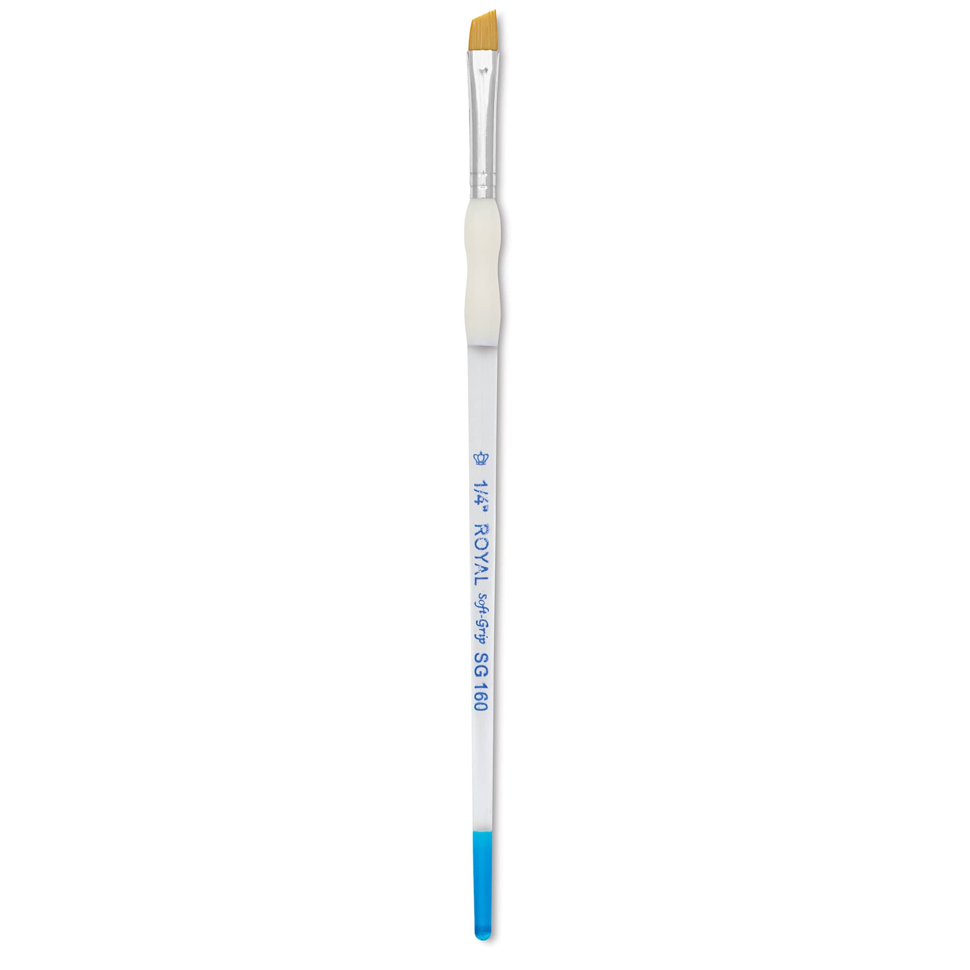 Royal & Langnickel Soft Grip Golden Taklon Brush - Angular, Short Handle, Size 1/4"