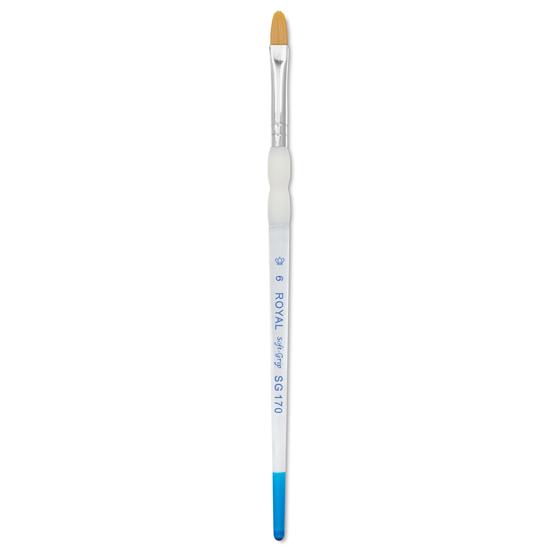 Royal & Langnickel Soft Grip Golden Taklon Brush - Filbert, Short Handle, Size 6