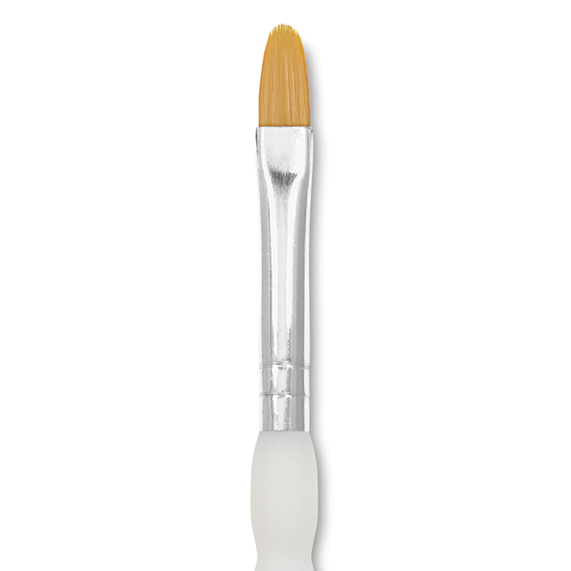 Royal & Langnickel Soft Grip Golden Taklon Brush - Filbert, Short Handle, Size 6, close-up