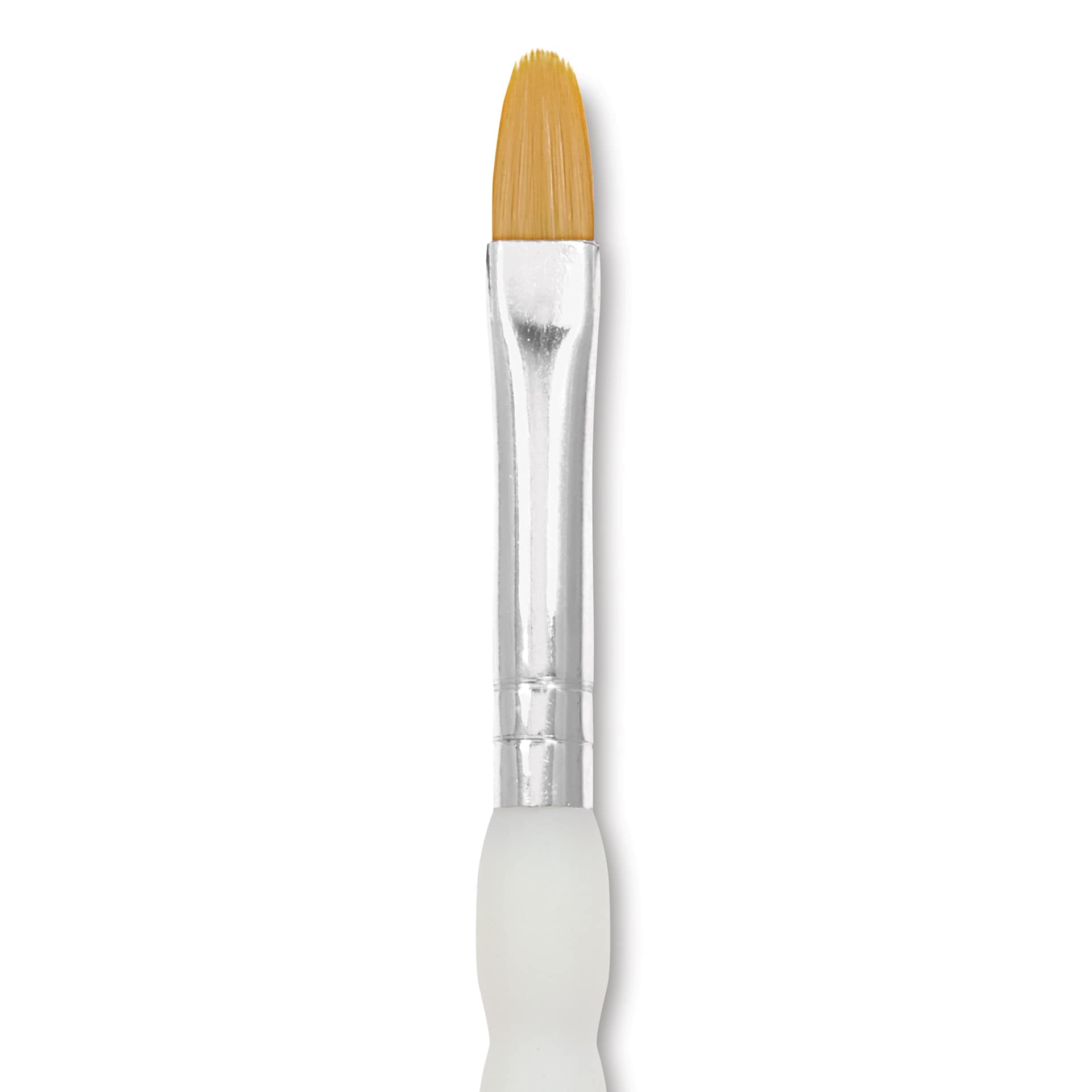 Royal & Langnickel Soft Grip Golden Taklon Brush - Filbert, Short Handle, Size 8, close-up