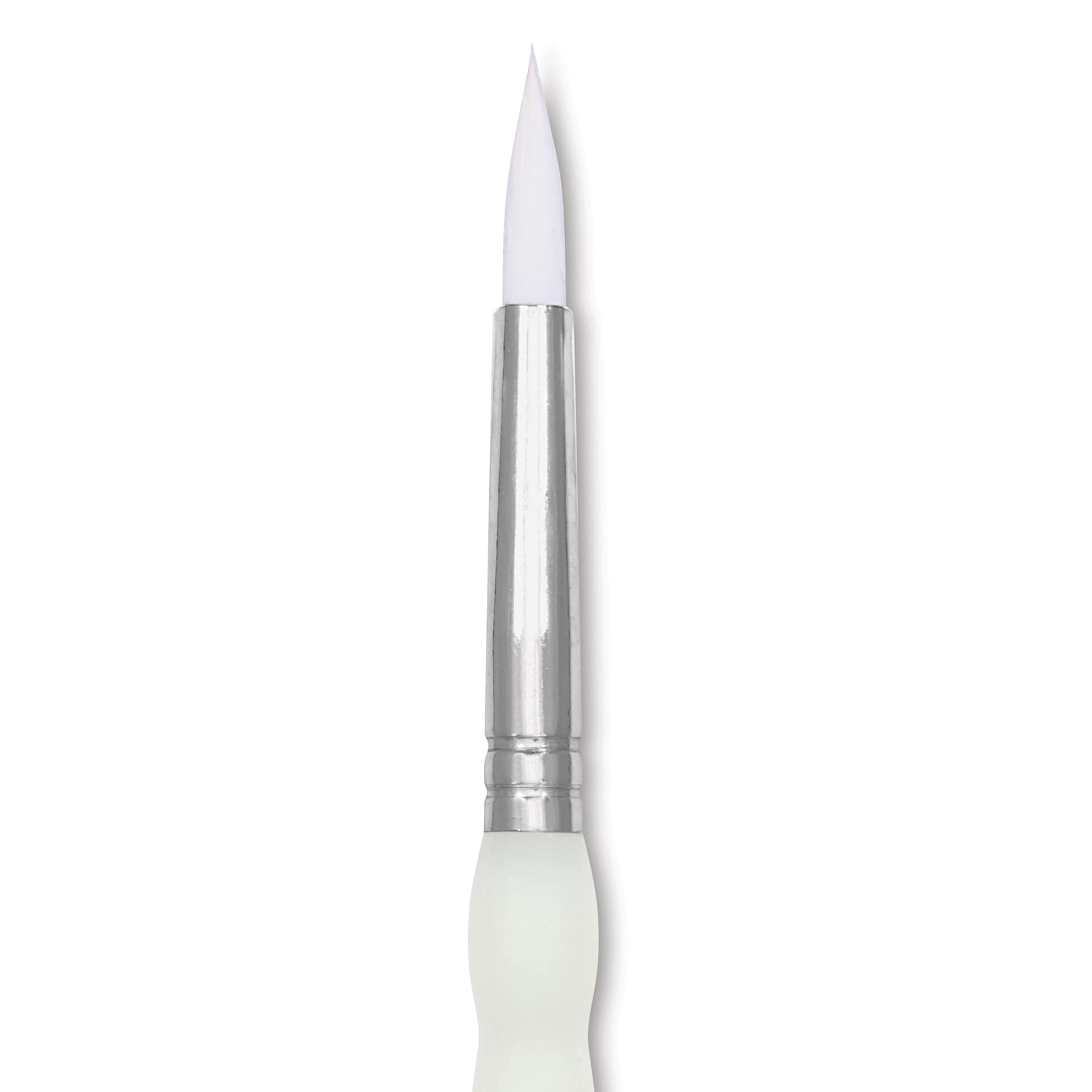 Royal & Langnickel Soft Grip White Taklon Brush - Round, Short Handle, Size 4, close-up