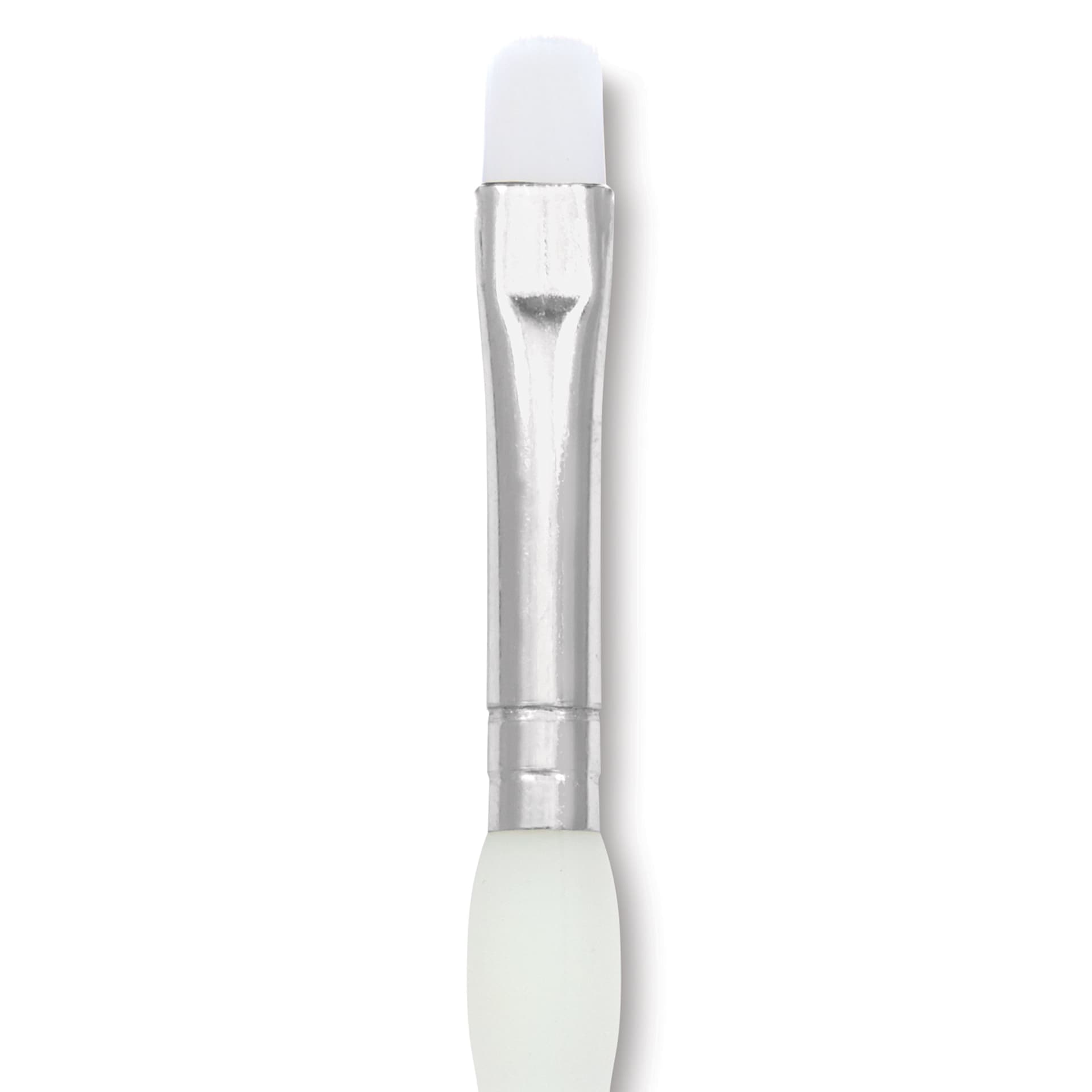 Royal & Langnickel Soft Grip White Taklon Brush - Bright, Short Handle, Size 1, close-up