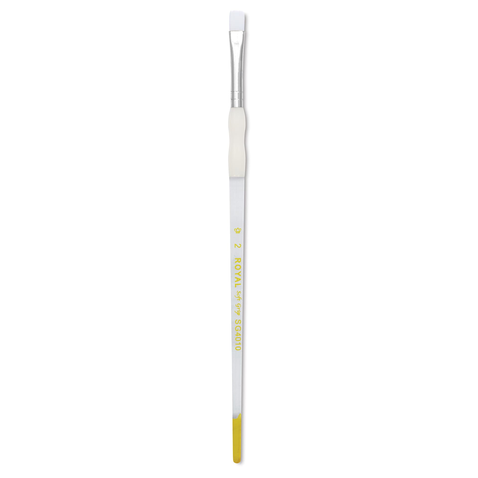 Royal & Langnickel Soft Grip White Taklon Brush - Bright, Short Handle, Size 2