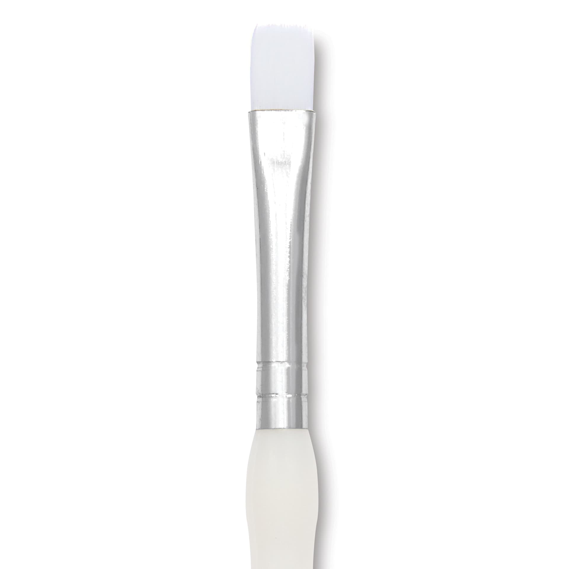 Royal & Langnickel Soft Grip White Taklon Brush - Bright, Short Handle, Size 2, close-up
