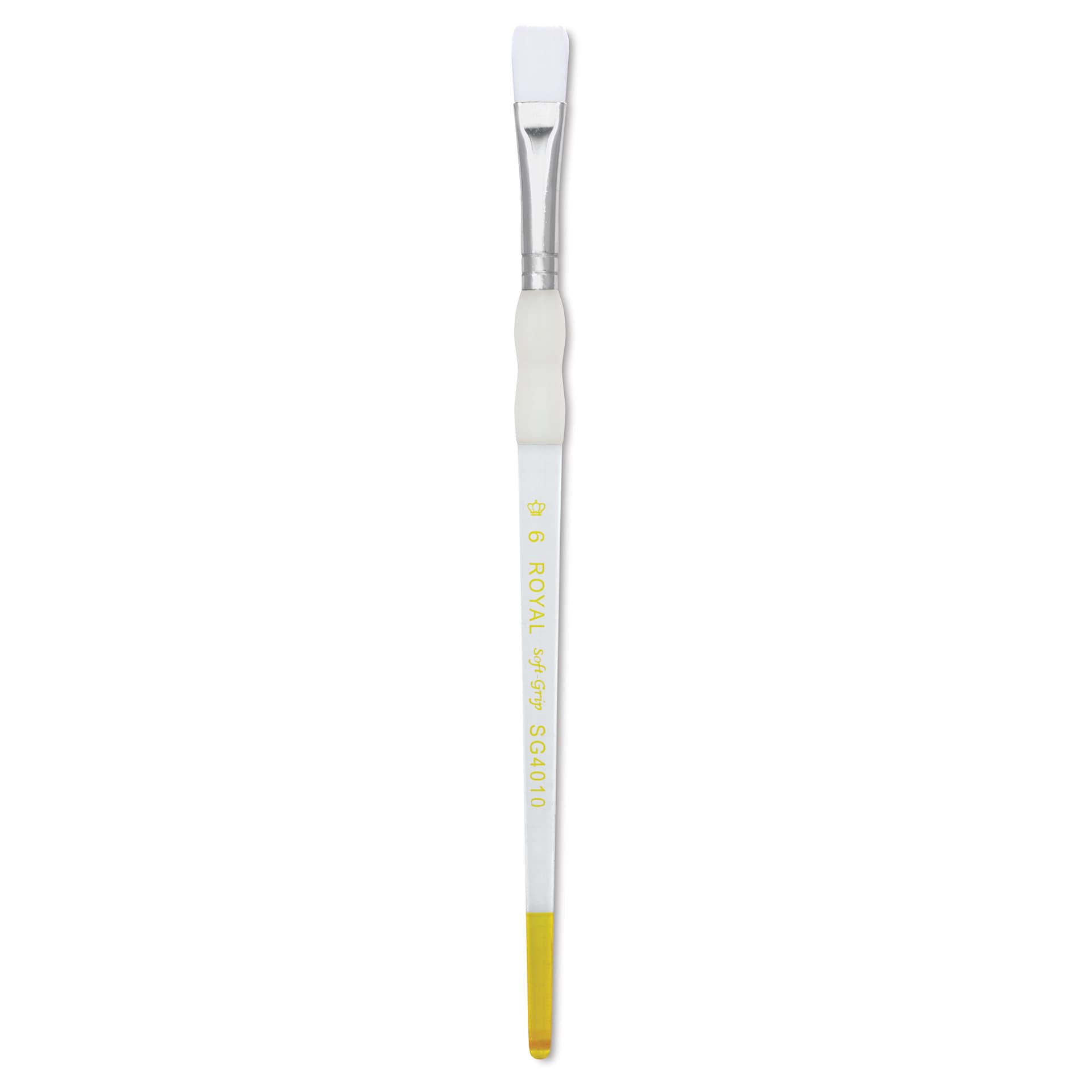 Royal & Langnickel Soft Grip White Taklon Brush - Bright, Short Handle, Size 6