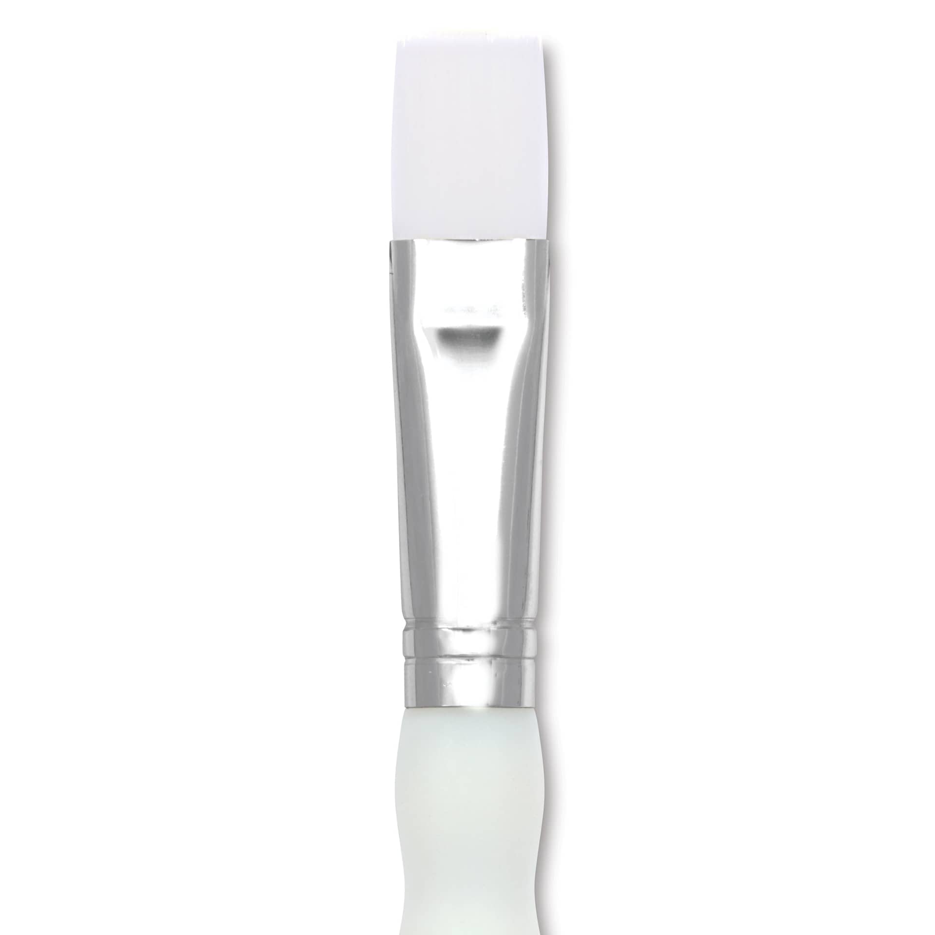 Royal & Langnickel Soft Grip White Taklon Brush - Bright, Short Handle, Size 8, close-up