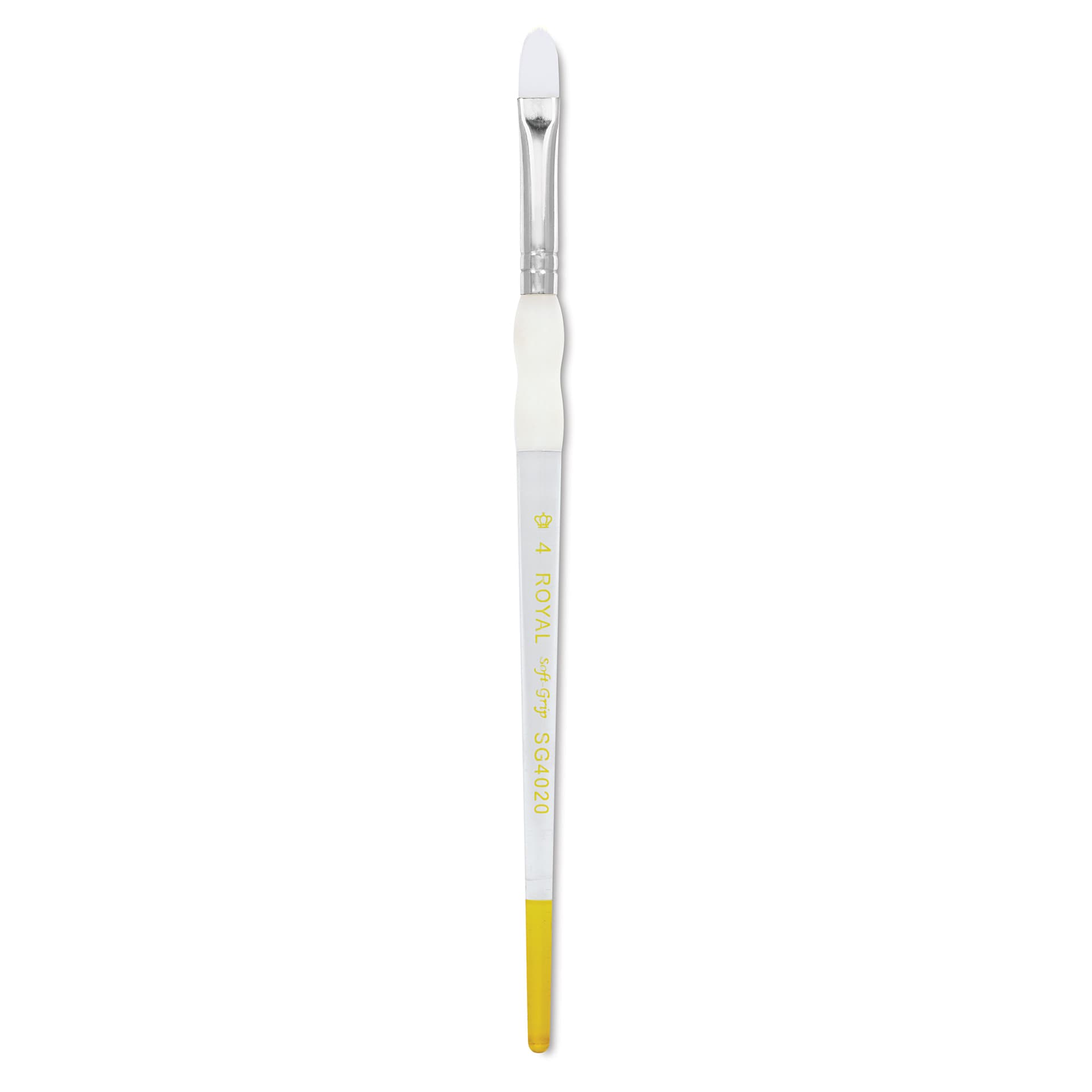Royal & Langnickel Soft Grip White Taklon Brush - Filbert, Short Handle, Size 4