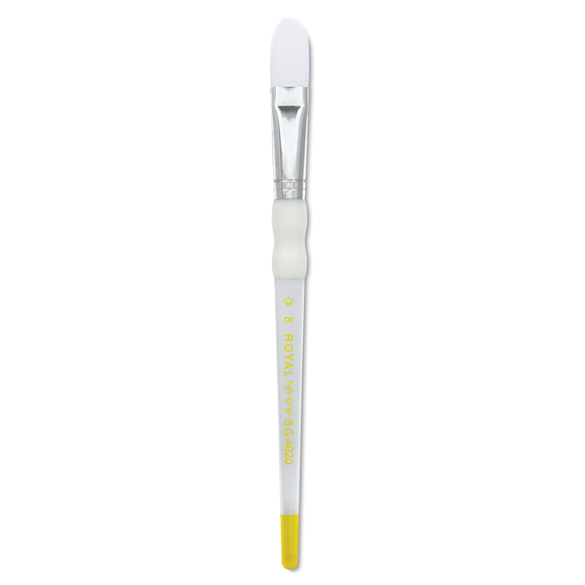 Royal & Langnickel Soft Grip White Taklon Brush - Filbert, Short Handle, Size 8