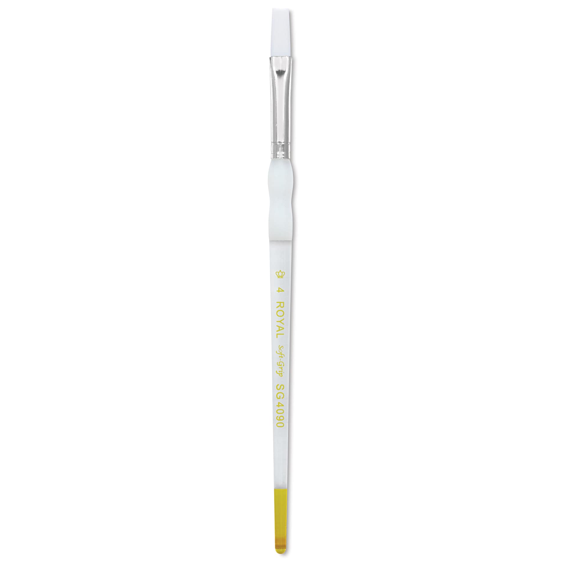 Royal & Langnickel Soft Grip White Taklon Brush - Flat, Short Handle, Size 4