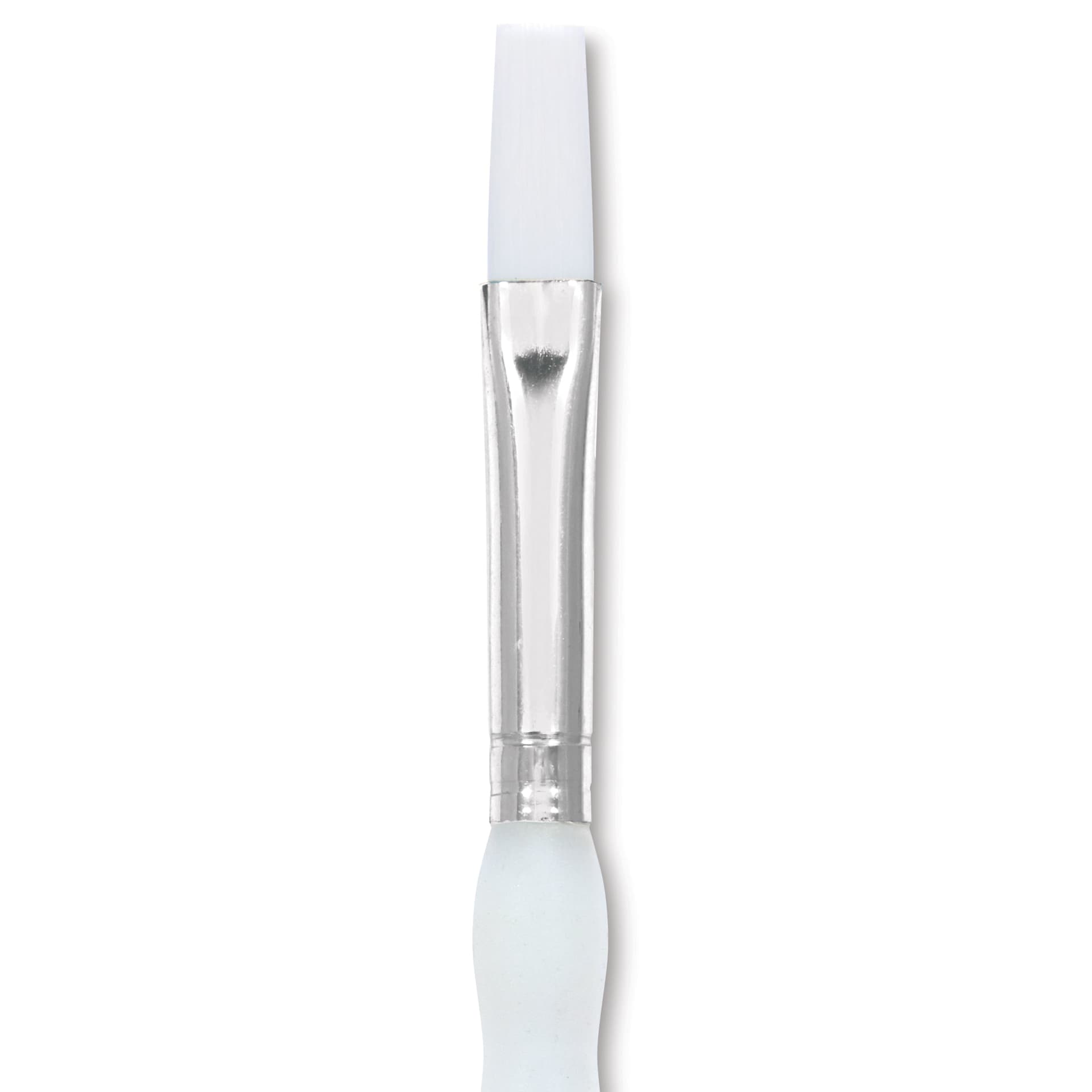 Royal & Langnickel Soft Grip White Taklon Brush - Flat, Short Handle, Size 4, close-up
