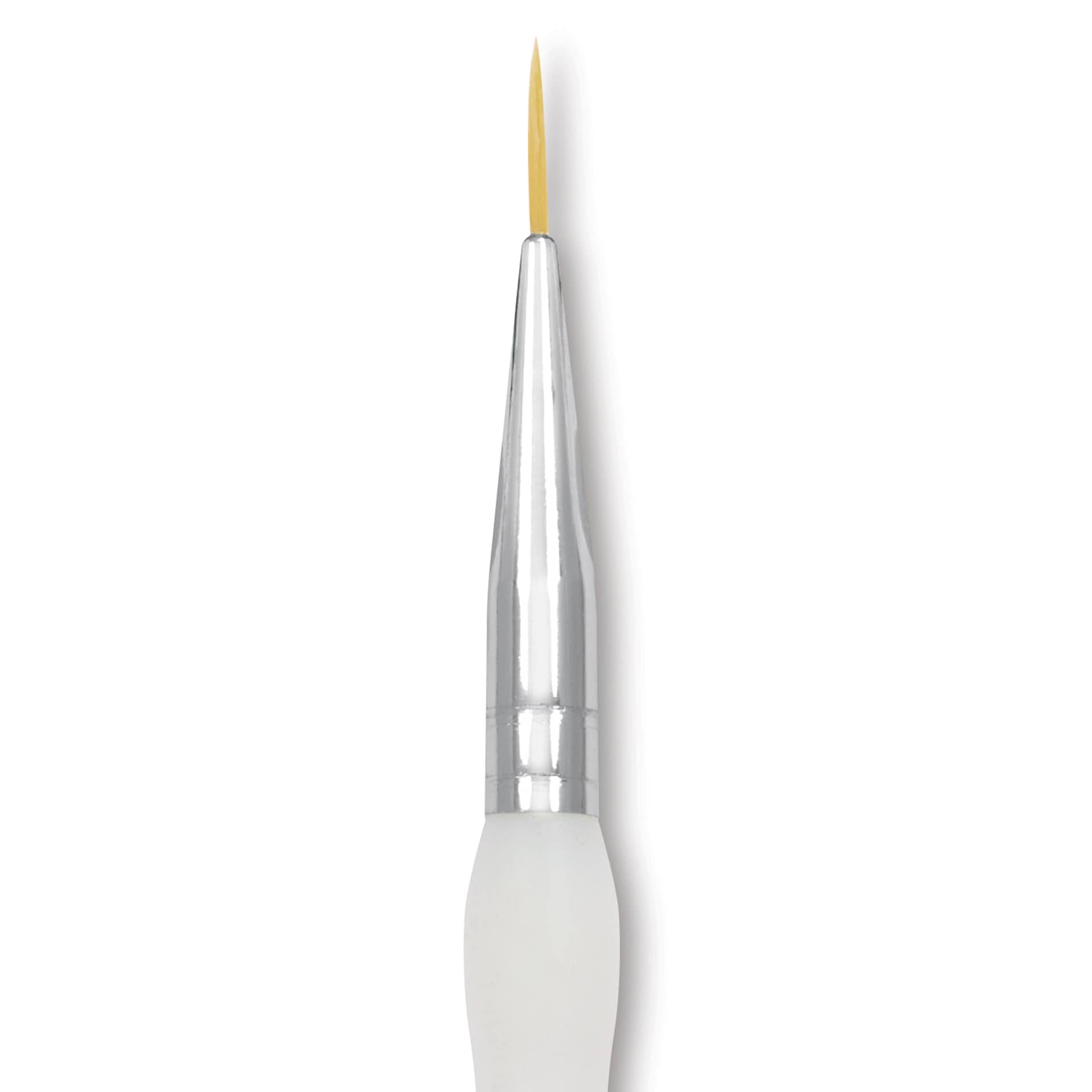 Royal & Langnickel Soft Grip Golden Taklon Brush - Script Liner, Short Handle, Size 20/0, close-up