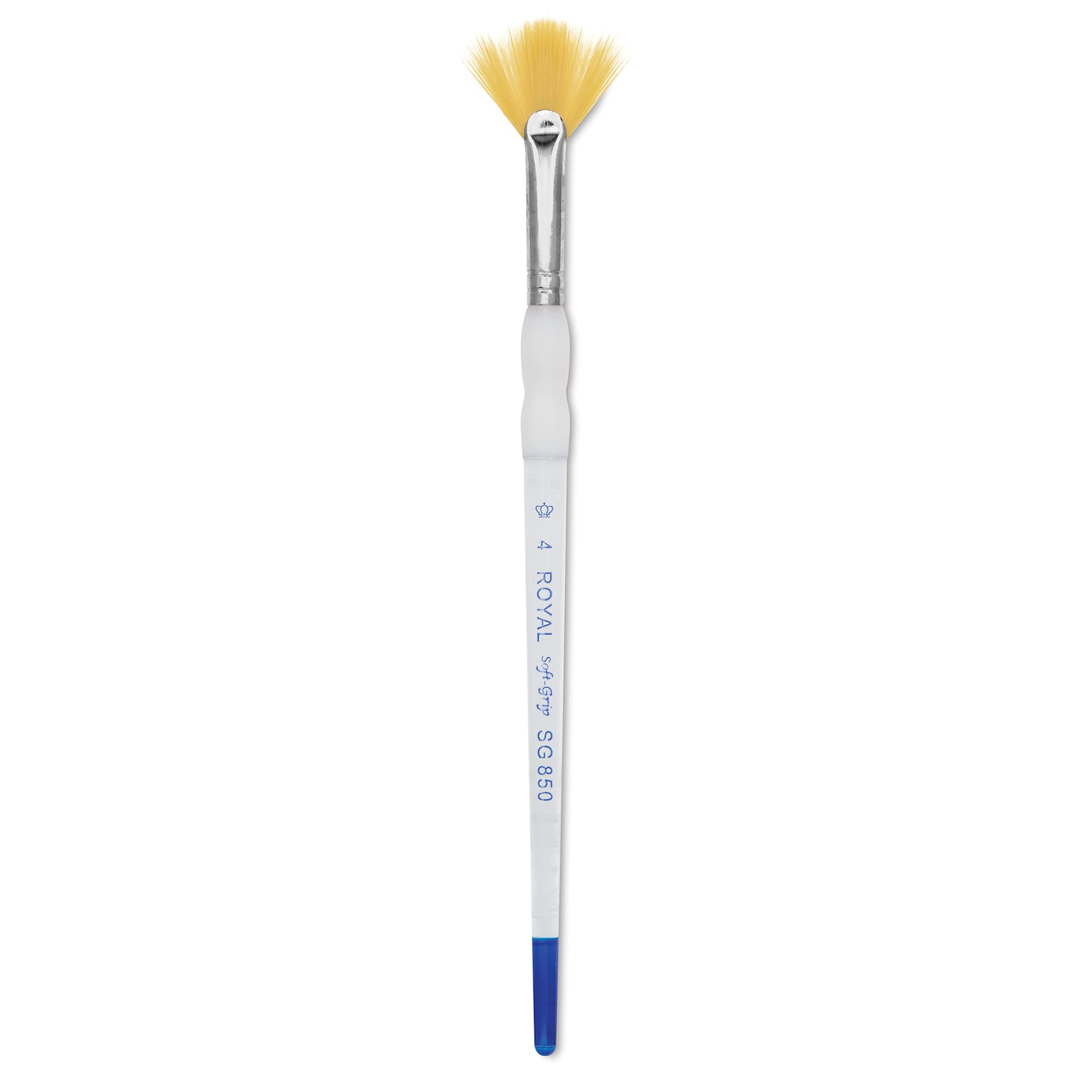 Royal & Langnickel Soft Grip Golden Taklon Brush - Fan, Short Handle, Size 4