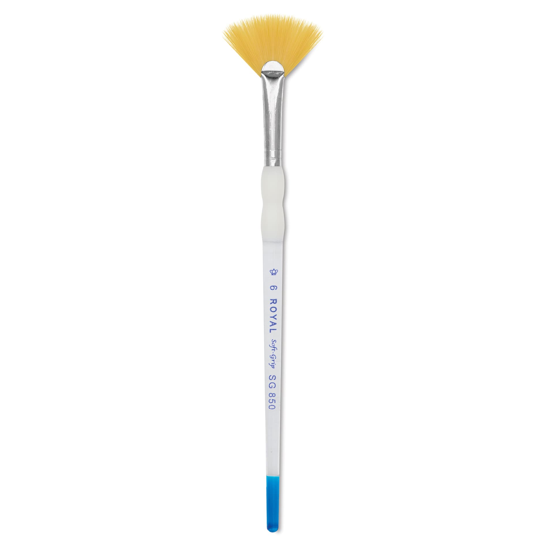 Royal & Langnickel Soft Grip Golden Taklon Brush - Fan, Short Handle, Size 6