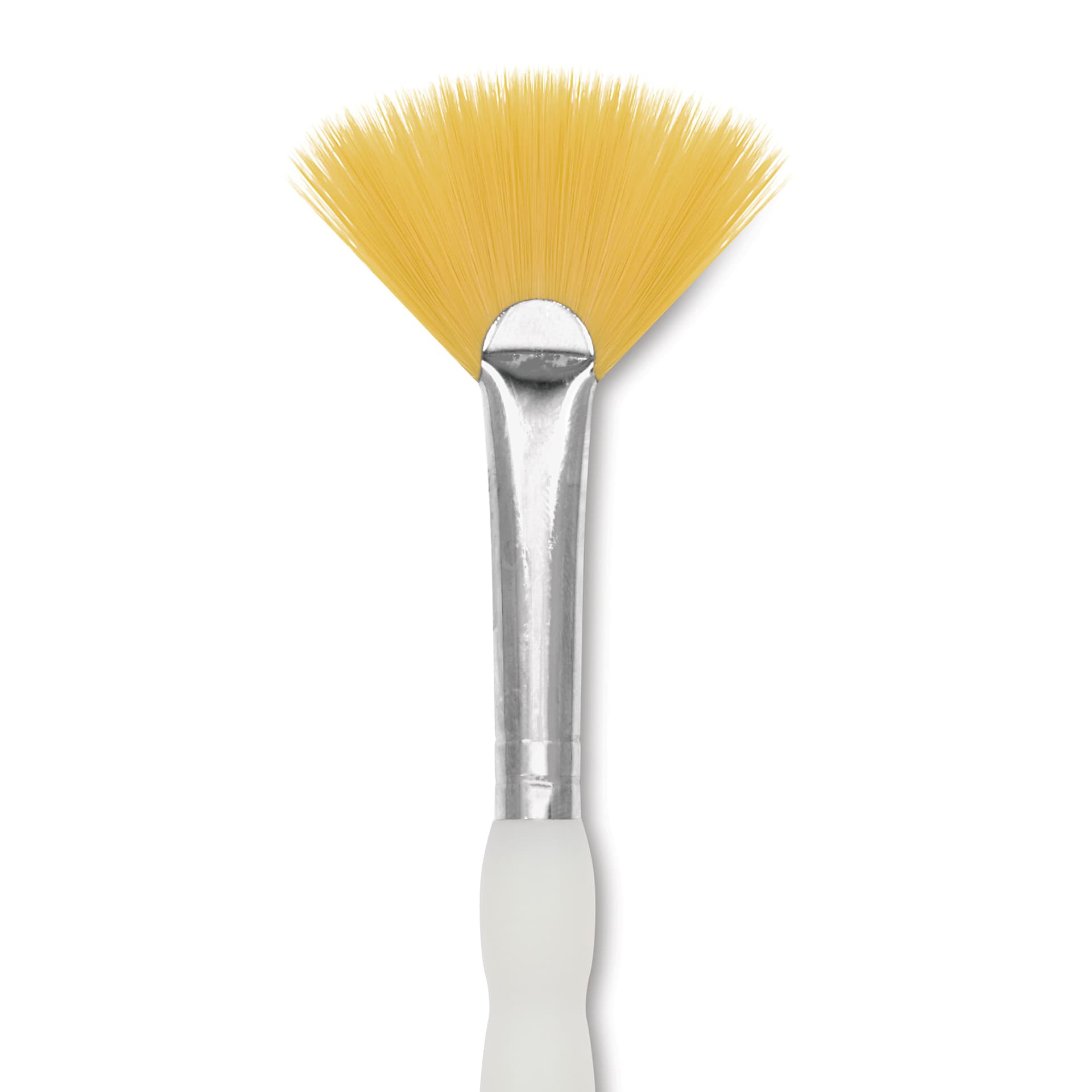Royal & Langnickel Soft Grip Golden Taklon Brush - Fan, Short Handle, Size 6, close-up