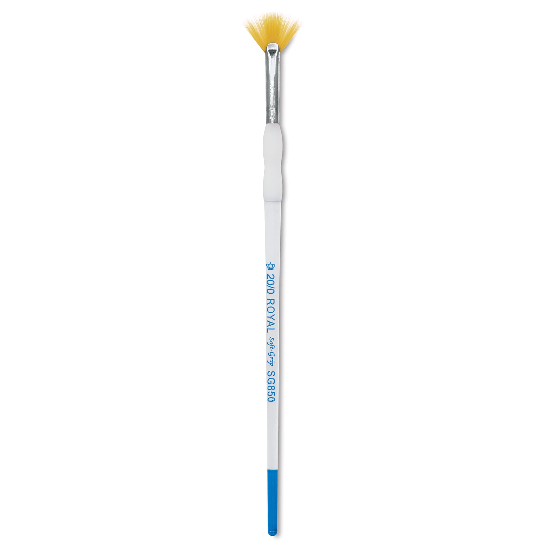 Royal & Langnickel Soft Grip Golden Taklon Brush - Fan, Short Handle, Size 20/0