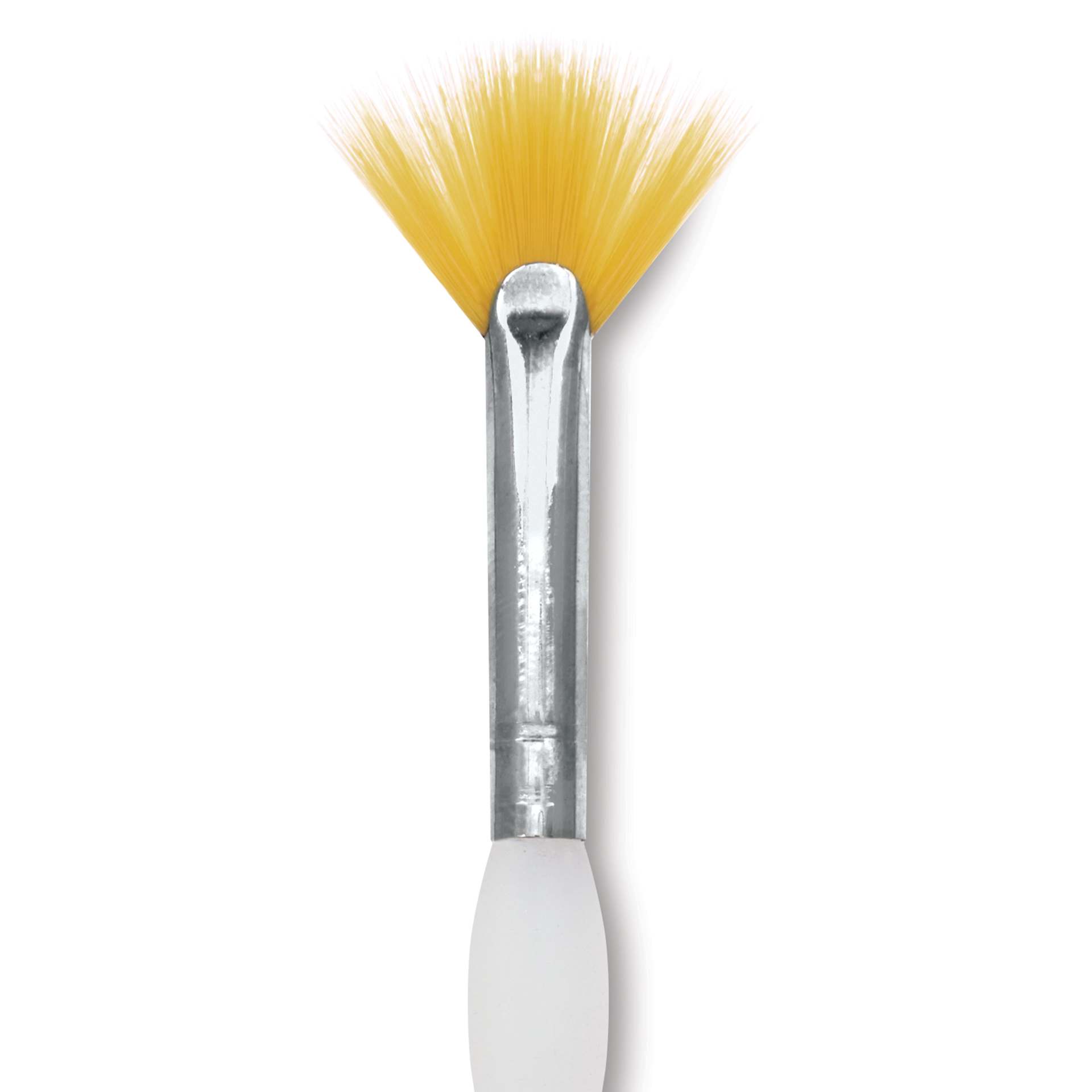 Royal & Langnickel Soft Grip Golden Taklon Brush - Fan, Short Handle, Size 20/0, close-up