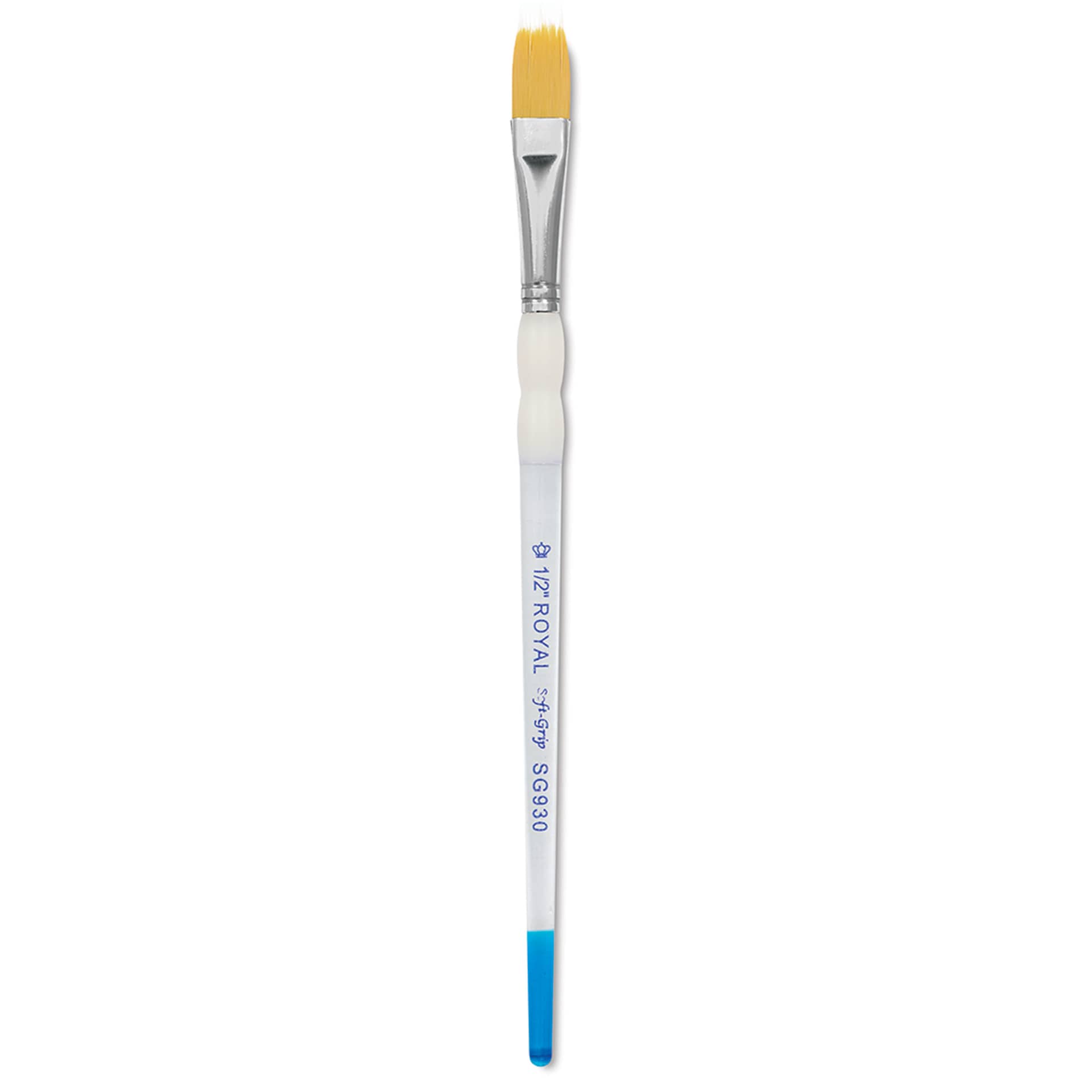 Royal & Langnickel Soft Grip Golden Taklon Brush - Filbert Comb, Short Handle, Size 1/2"