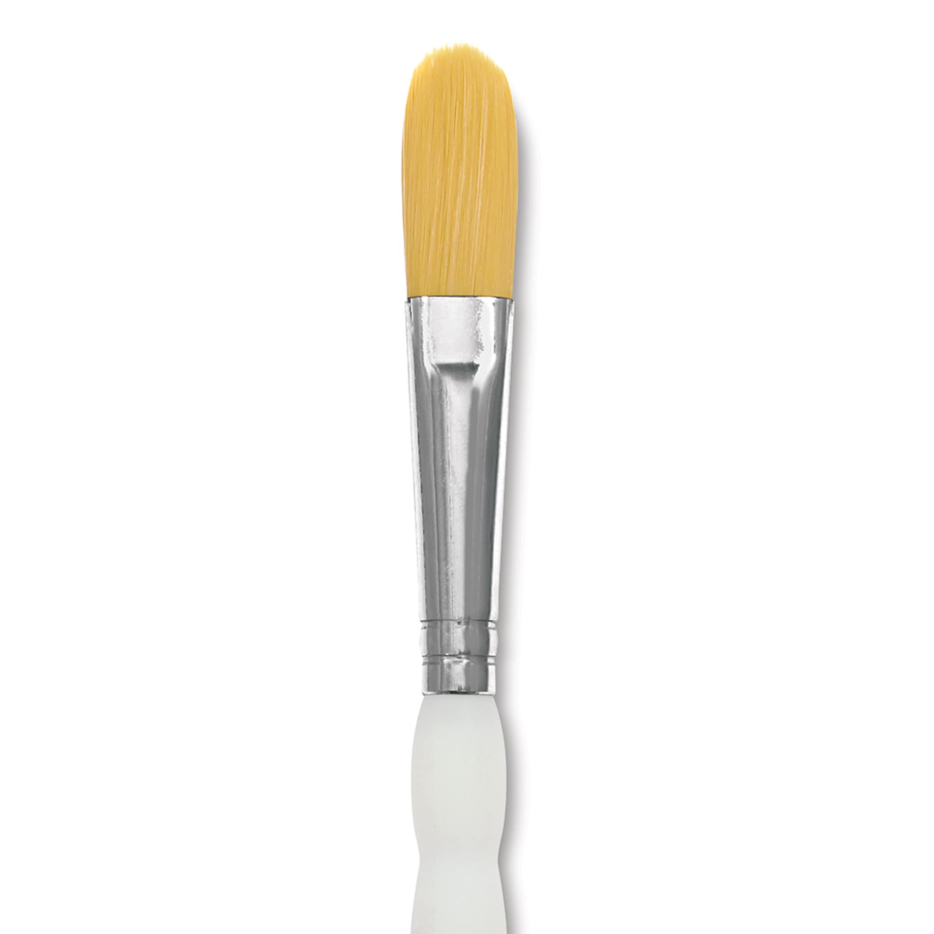 Royal & Langnickel Soft Grip Golden Taklon Brush - Oval Wash, Short Handle, Size 1/2", close-up