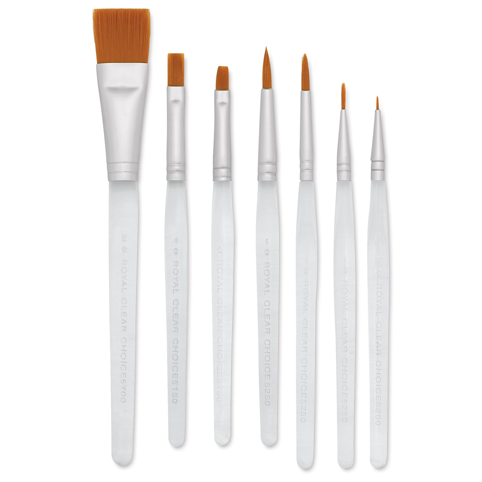 Royal Langnickel Clear Choice Taklon Brush Set - Golden Taklon, Assorted, Set of 7, Short Handle