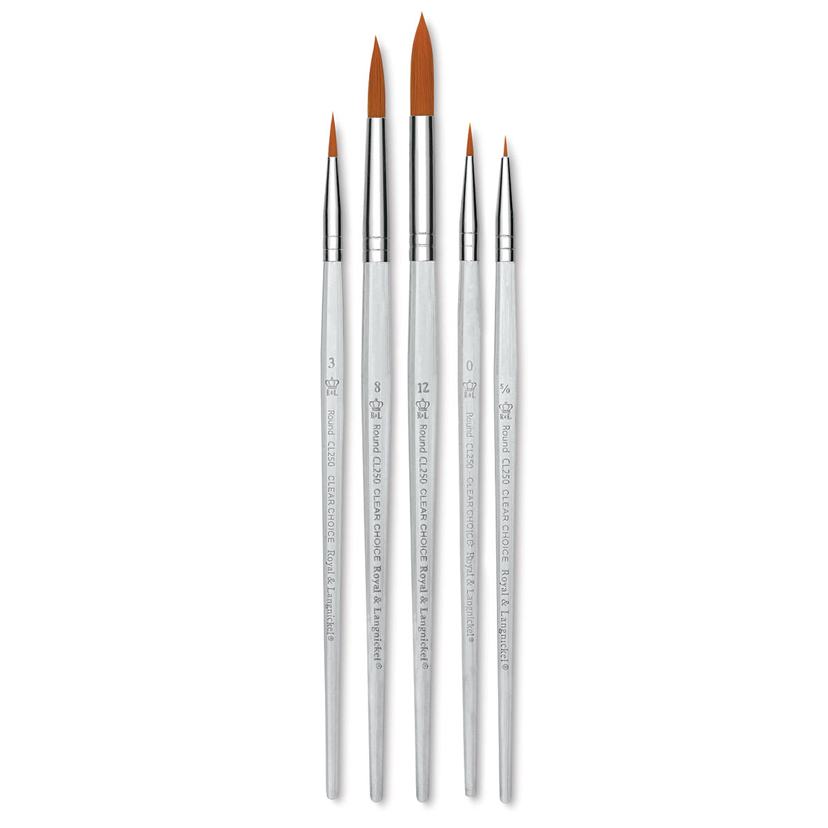 Royal Langnickel Clear Choice Brush Set - Golden Taklon, Round, Set of 60, Short Handle