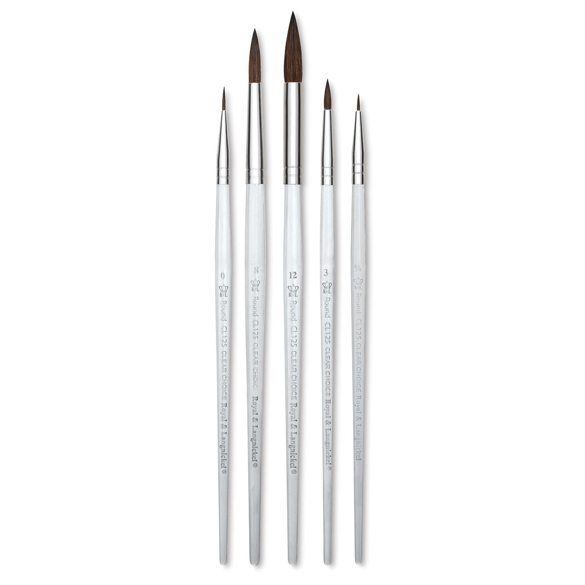 Royal Langnickel Clear Choice Brush Set - Soft Natural Hair, Round, Set of 60, Short Handle (full handle)