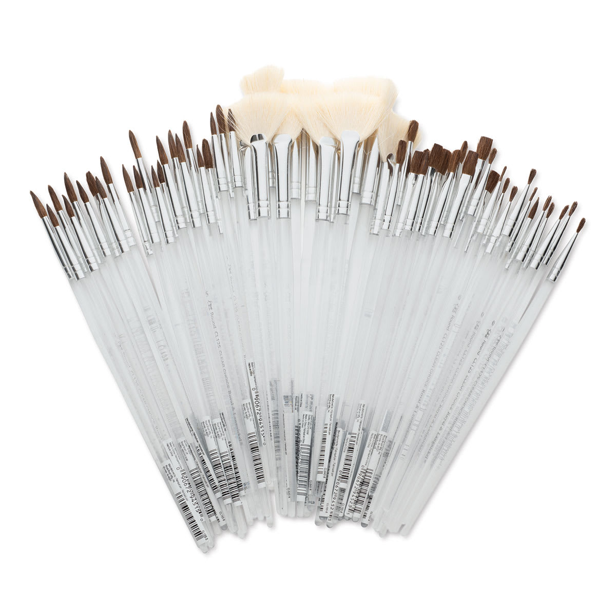 Royal Langnickel Clear Choice Brush Set - Soft Natural, Assorted Brushes, Set of 60, Short Handle (out of tray)