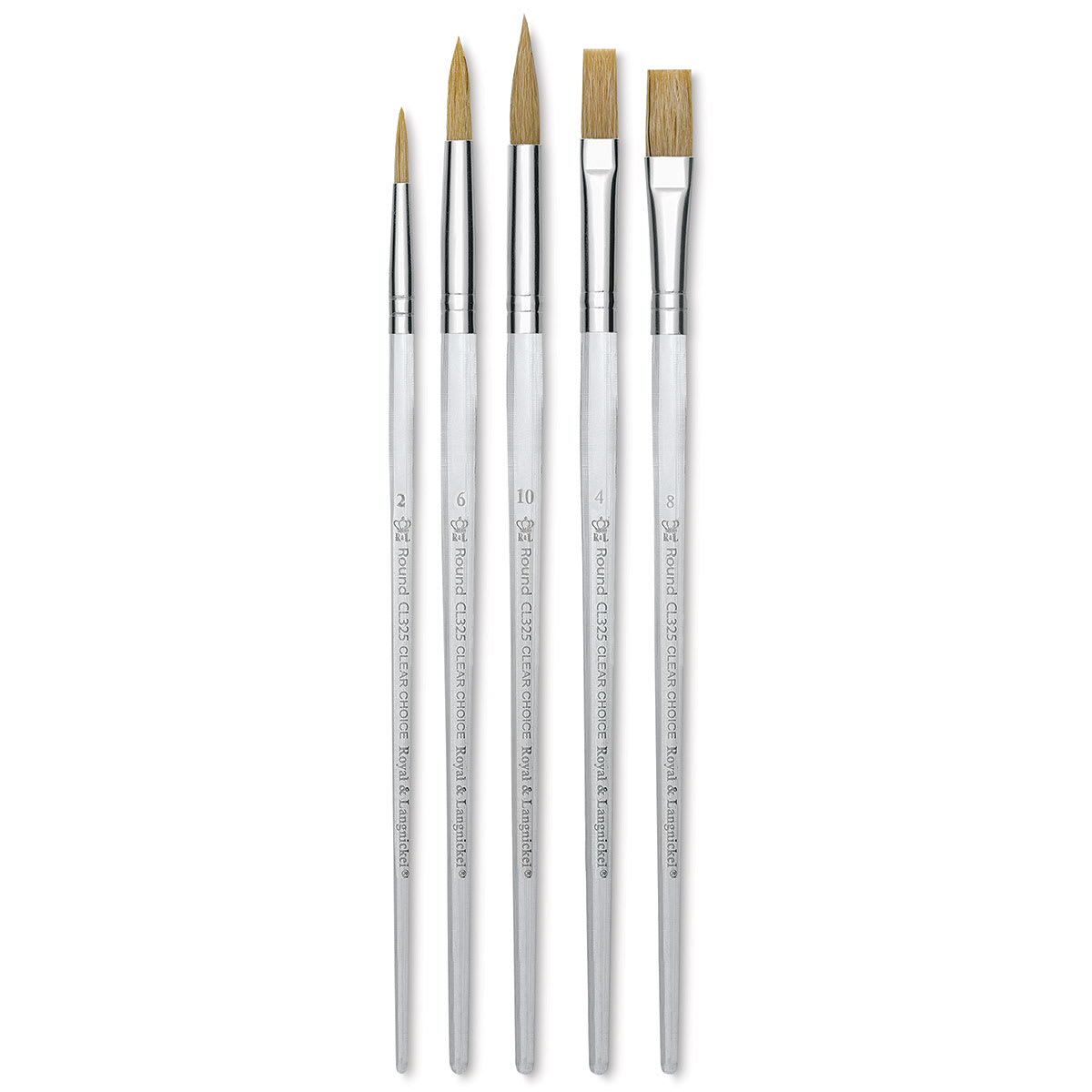 Royal Langnickel Clear Choice Brush Set - White Bristle, Round/Flat, Set of 60, Short Handle (brushes in set)