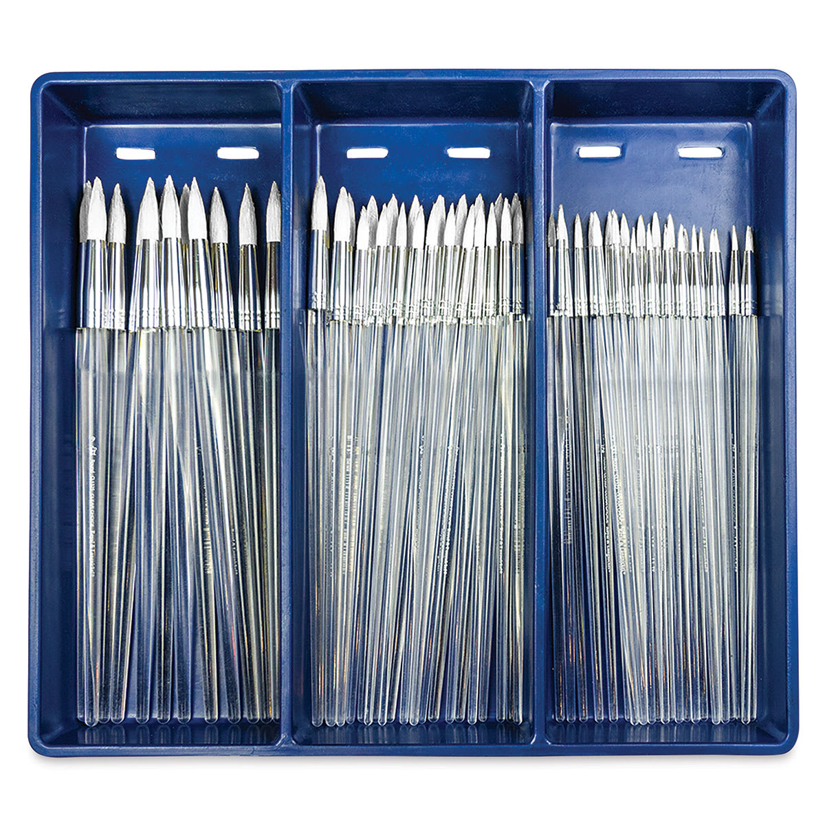 Royal Langnickel Clear Choice Brush Set - White Taklon, Round, Set of 60, Long Handle (in tray)