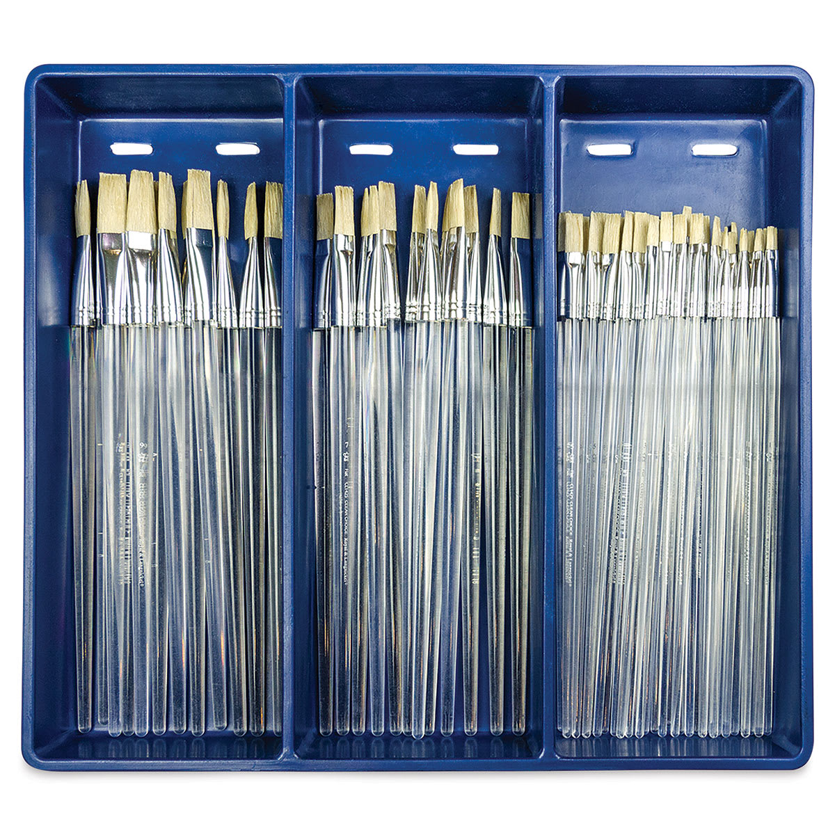 Royal Langnickel Clear Choice Brush Set - White Bristle, Flat, Set of 60, Long Handle