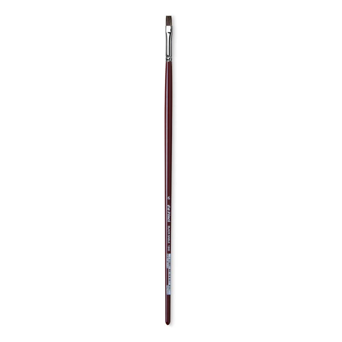 Da Vinci Black Sable Brush - Bright, Long Handle, Size 6