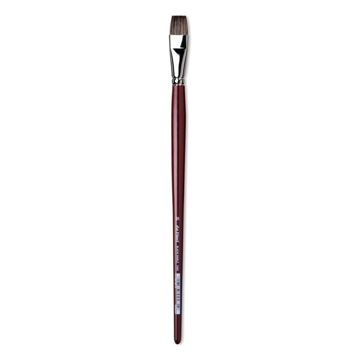 Da Vinci Black Sable Brush - Bright, Long Handle, Size 18