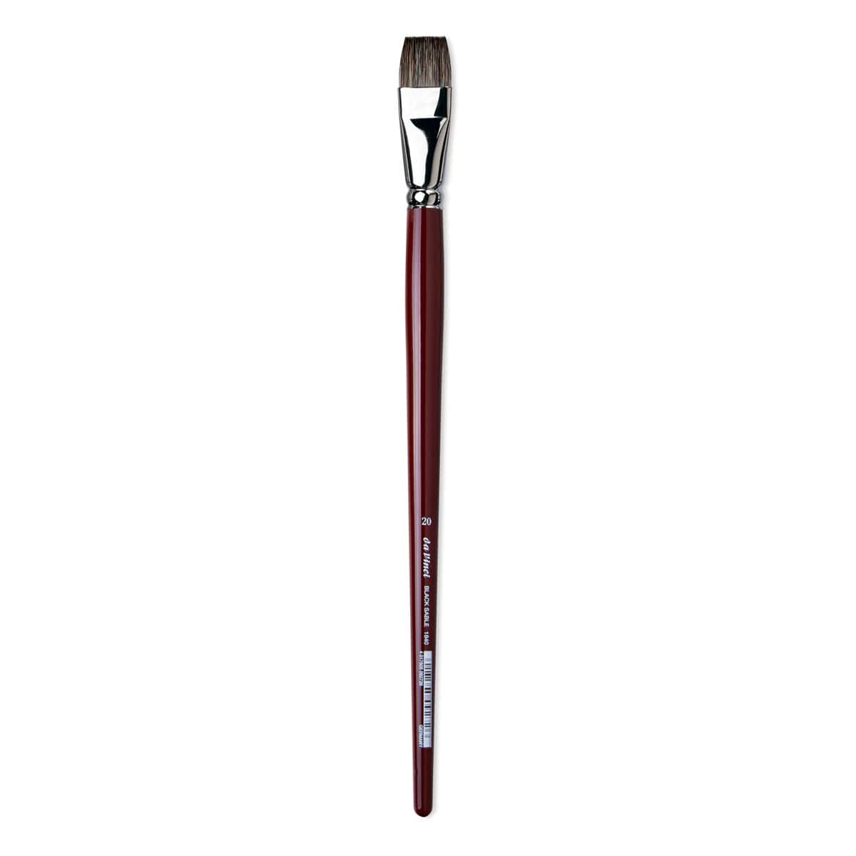 Da Vinci Black Sable Brush - Bright, Long Handle, Size 20