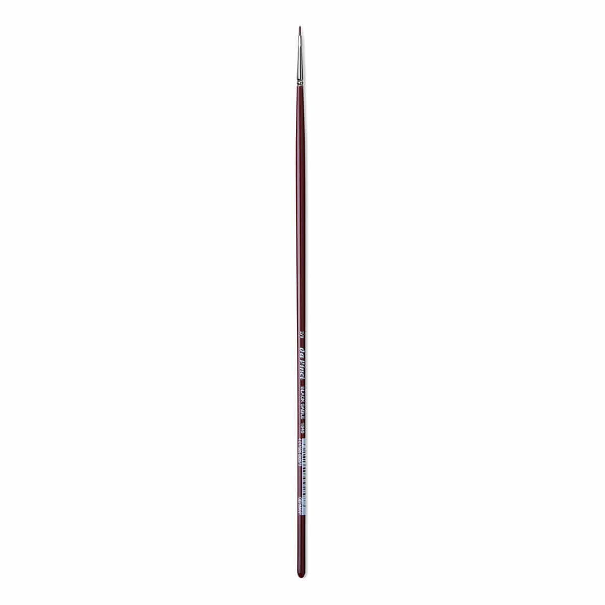 Da Vinci Black Sable Brush - Bright, Long Handle, Size 2/0