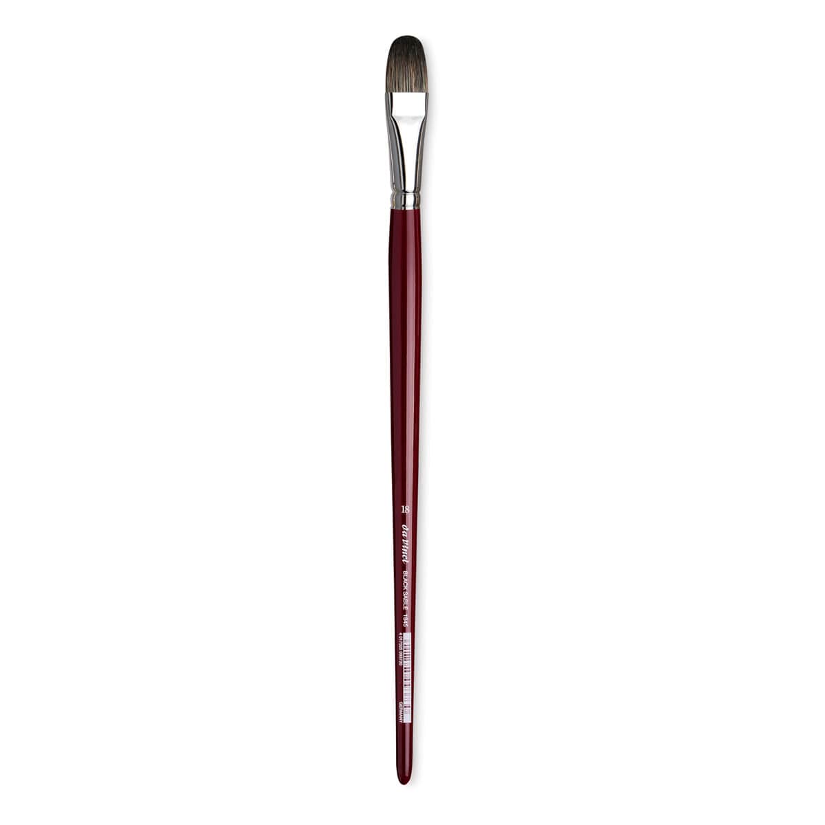 Da Vinci Black Sable Brush - Regular Filbert, Long Handle, Size 18