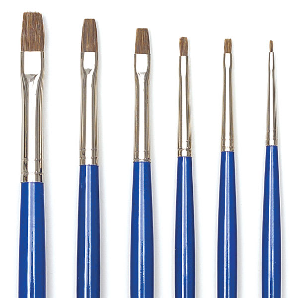 Blick Scholastic Ox Hair Brush Sets  - Set of 6 Bright brushes shown upright
