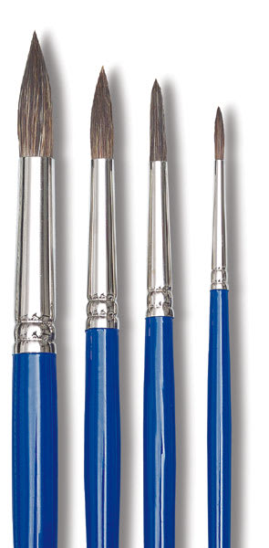 Blick Scholastic Ox Hair Brushes - 4 Round brushes shown upright
