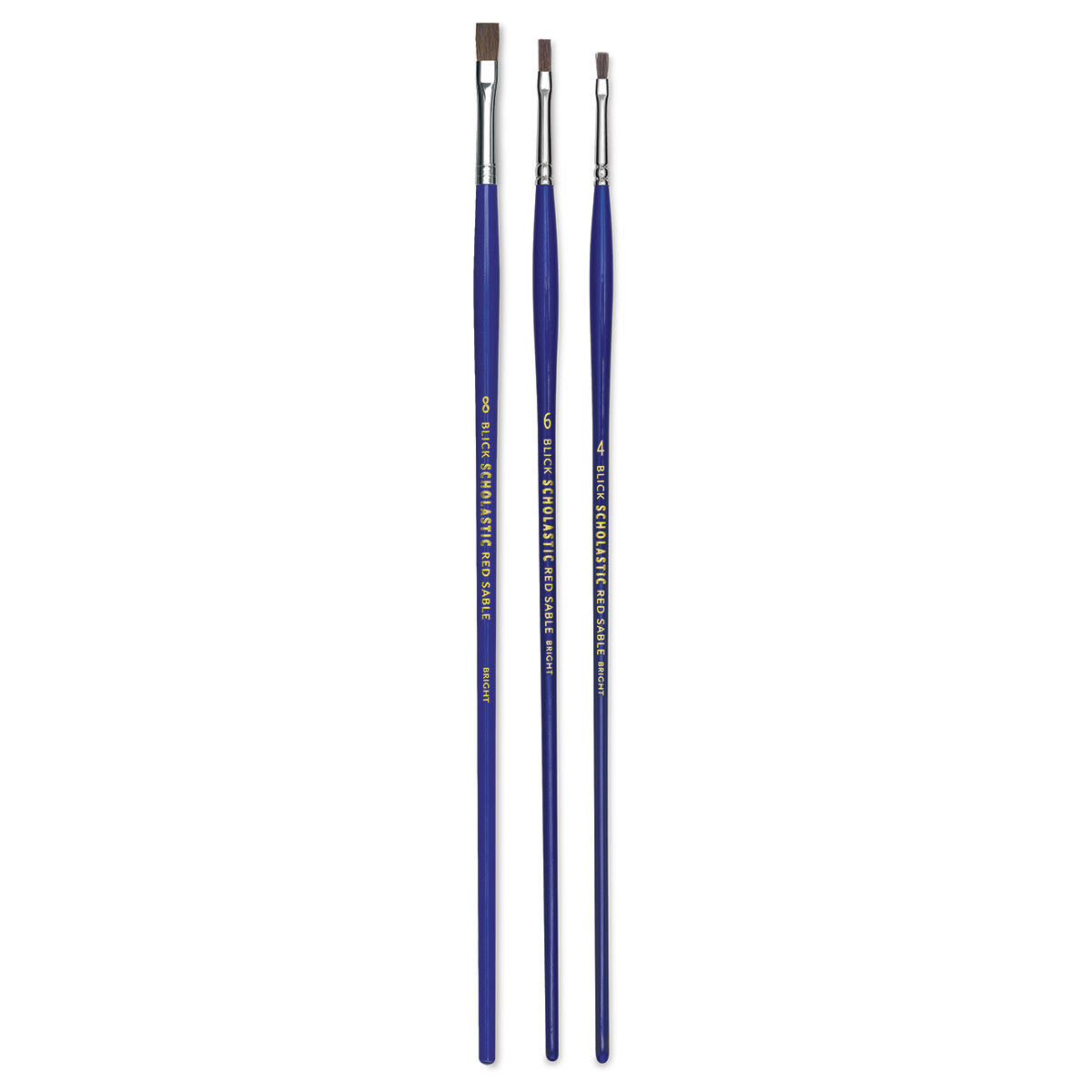 Blick Scholastic Red Sable Brush Set - Bright, Long Handle, Set of 3