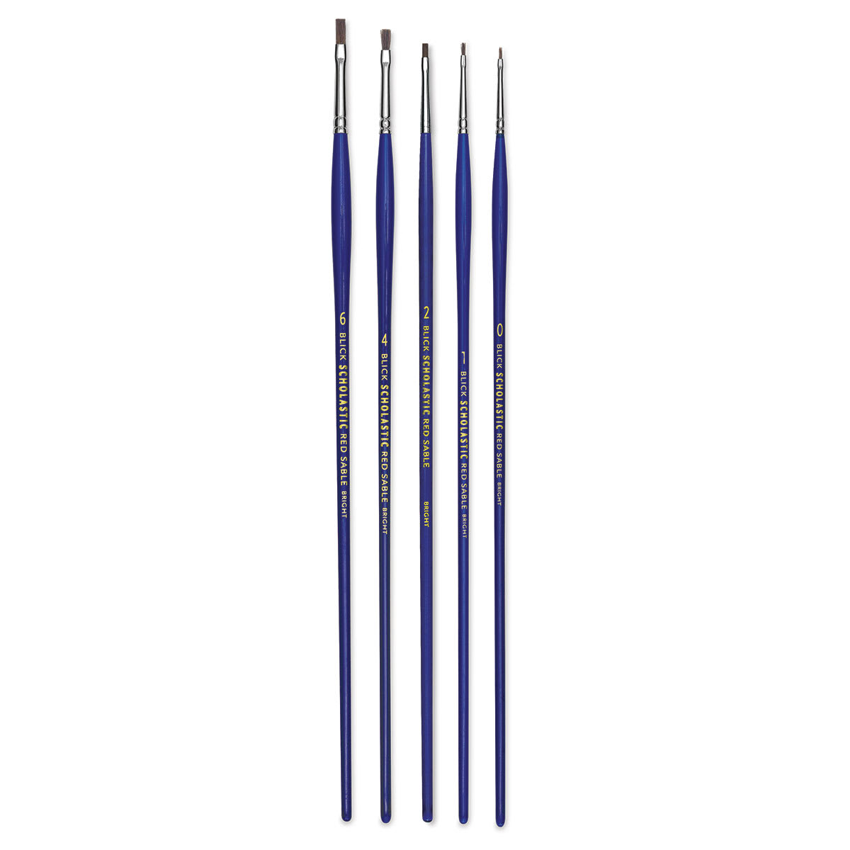 Blick Scholastic Red Sable Brush Set - Bright, Long Handle, Set of 5