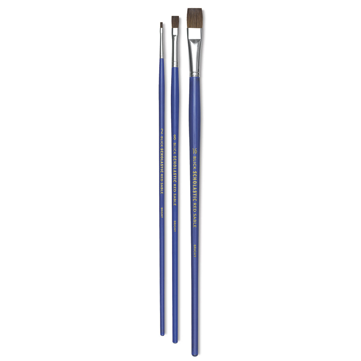 Blick Scholastic Red Sable Brushes - Brights, Long Handle