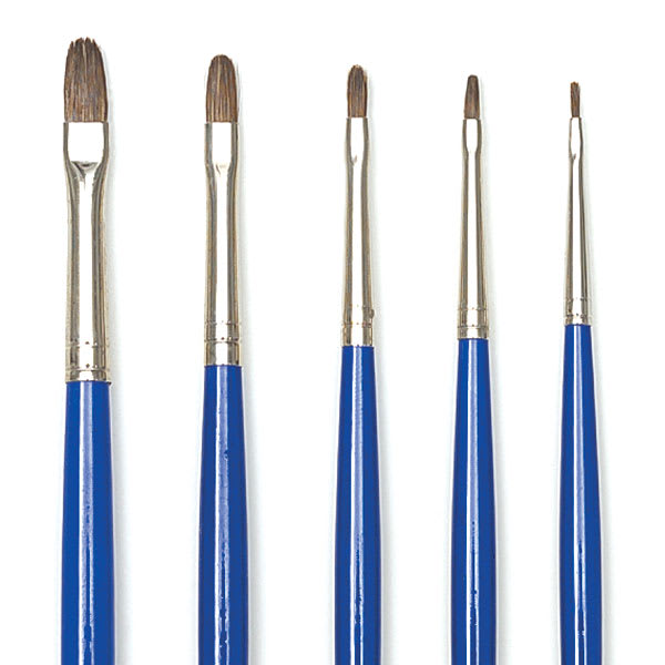 Blick Scholastic Red Sable Brushes - Filberts, Set of 5, Long Handle
