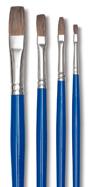 Blick Scholastic Red Sable Brushes - Flats, Long Handle